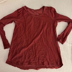 Size 6/8 lululemon cotton long sleeve shirt berry pink/red color